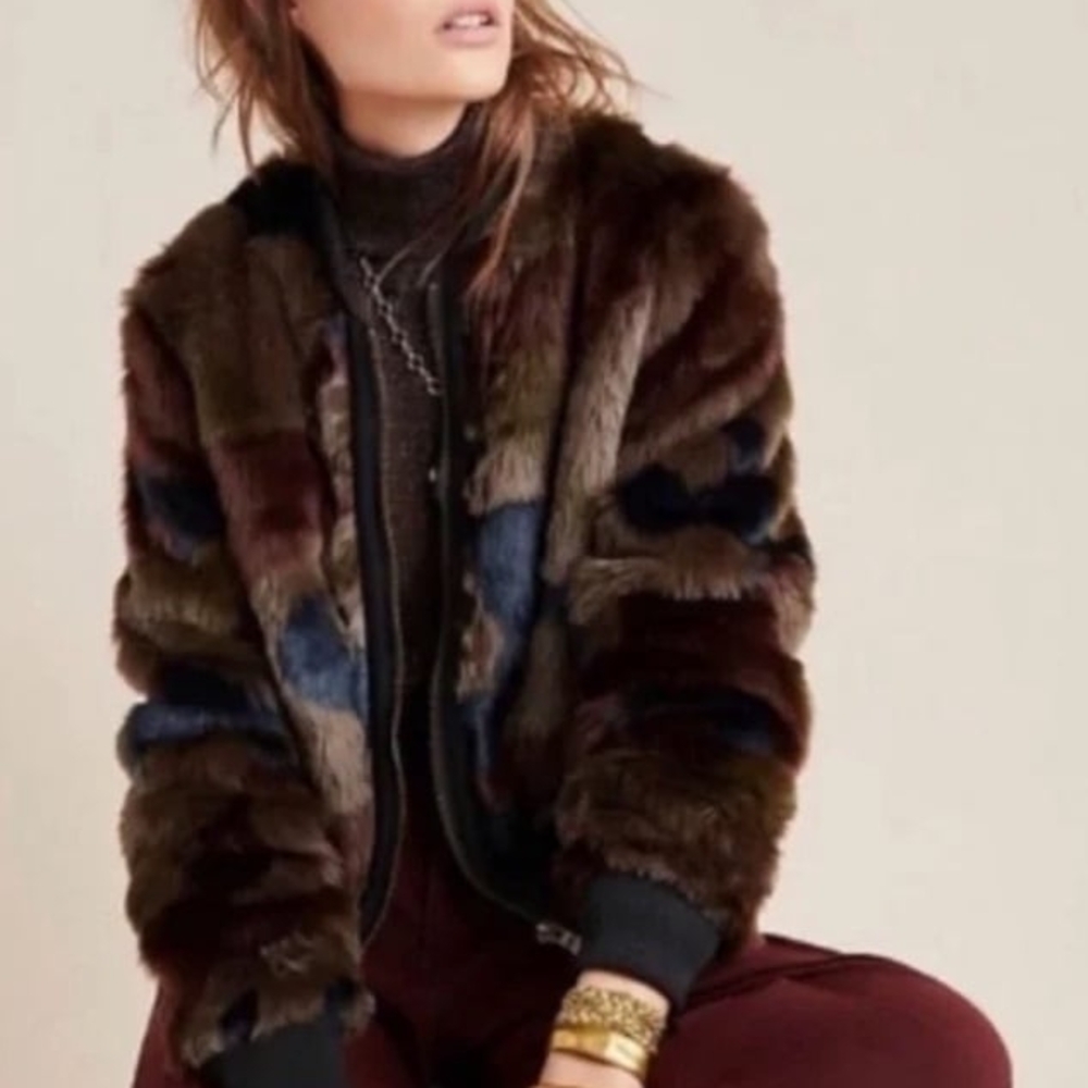 Women's Multicolor Faux Fur Bomber Jacket